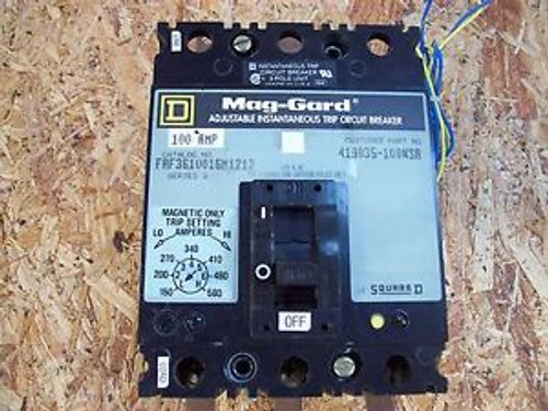 Square D Circuit Breaker Mag-Gard FAF3610016M1212 Series 2 600 VAC 100 Amp Used