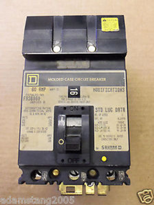 SQUARE D FA FA36060 3 POLE 60 AMP 600v CIRCUIT BREAKER GREY LABEL