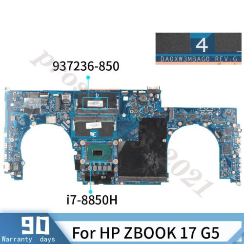 For Hp Zbook 17 G5 Motherboard W/ Core Sr3Yz I7-8850H Cpu Da0Xw3Mbag0 937236-850