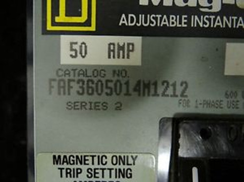 Square D 50 Amp - 3 Pole - 600V Circuit Breaker - FAF3605014M1212