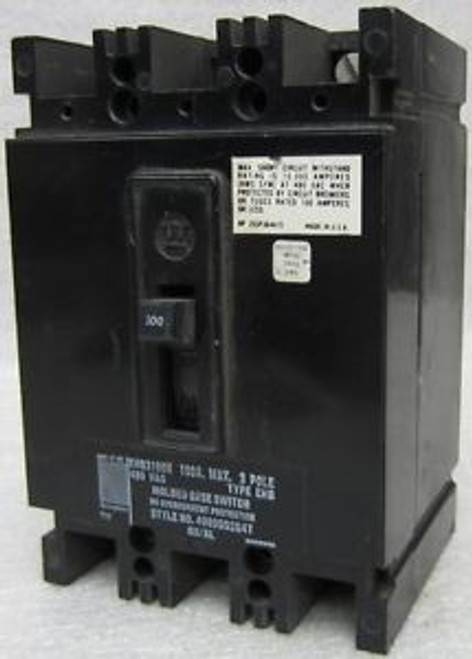 WESTINGHOUSE  EHB3100N  480 VAC  100 Amp  3 Pole CIRCUIT BREAKER