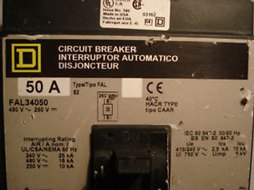 Square D circuit breaker  50A   480V-250V
