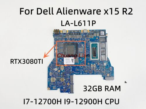 For Dell Alienware X15 R2 I7-12700H I9-12900H 3080Ti Motherboard La-L611P