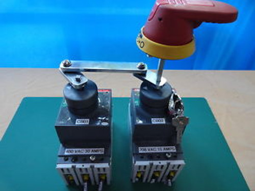 ABB SACE Tmax T1N 15A 208V & 30A 480A 3P Circuit Breakers w/ Slaved Handle & Key