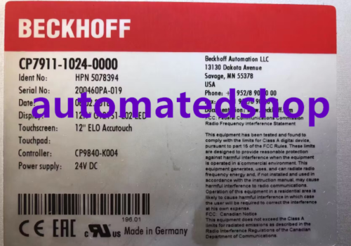 Used Beckhoff Touch Screen Cp7911-1024-0000 Fedex Or Dhl