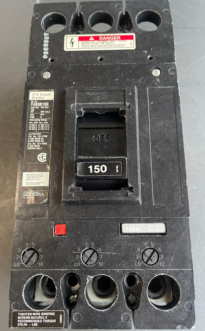 FJ63B150 3 POLE 600V 150AMP CIRCUIT BREAKER