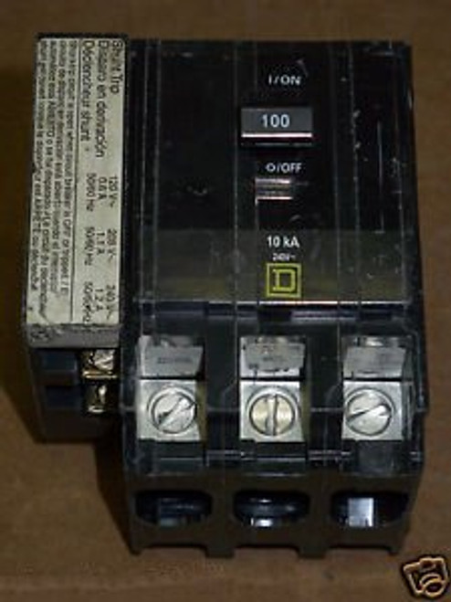 Square D QOB 3 pole 100 amp QOB31001021 Circuit Breaker QOB3100-1021 Yellow