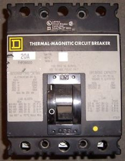 Square D Circuit Breaker , FHP36020 , 20A , 3 Pole