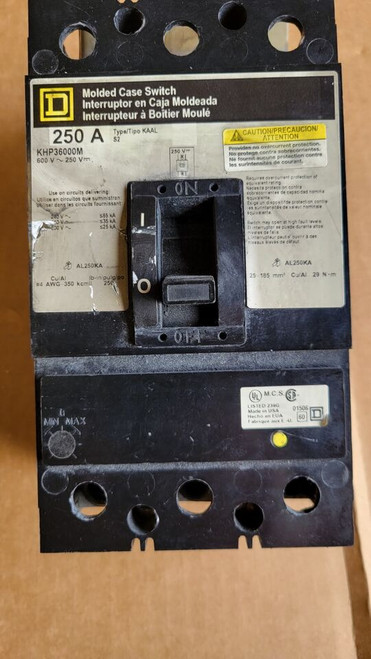 Square D KHP36000M (Used) - 3 Pole, 250 Amp Molded Case Switch