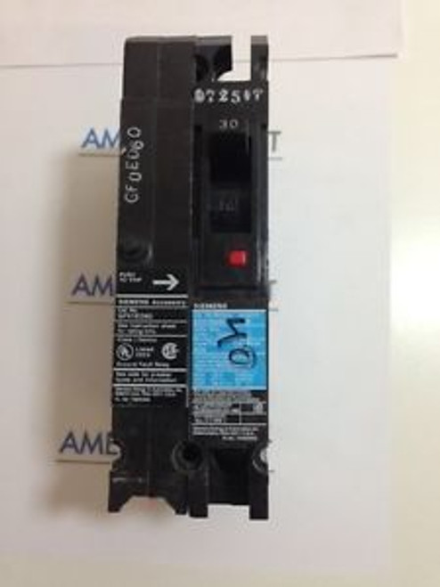 Siemens ED41B030 30 AMP with GF01ED60 Ground Fault Relay Accessory Used