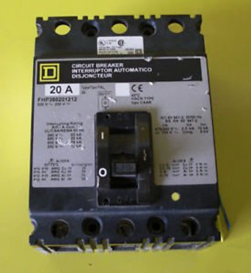 20 Amp Square D Circuit Breaker 250 VOLTS