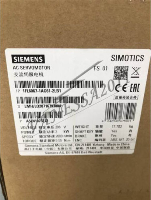 1Pcs New Siemens 1Fl6067-1Ac61-2Lb1 V90 2Kw Ac Servomotor
