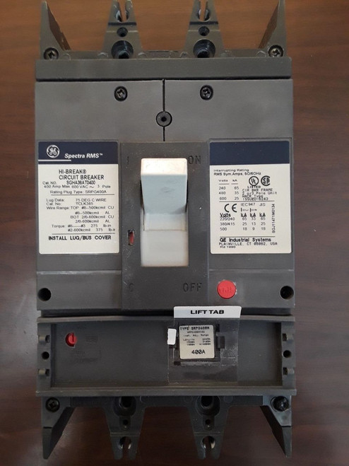 GE Spectra RMS HI-Break circuit breaker SGHA36AT0400, w/ 400amp