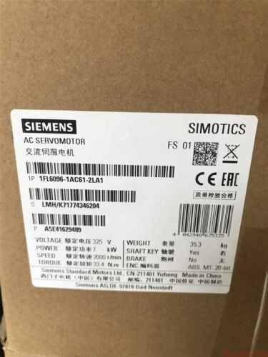 New 1Fl6096-1Ac61-2La1 V90 7Kw Ac Servomotor (Fedex Or Dhl )