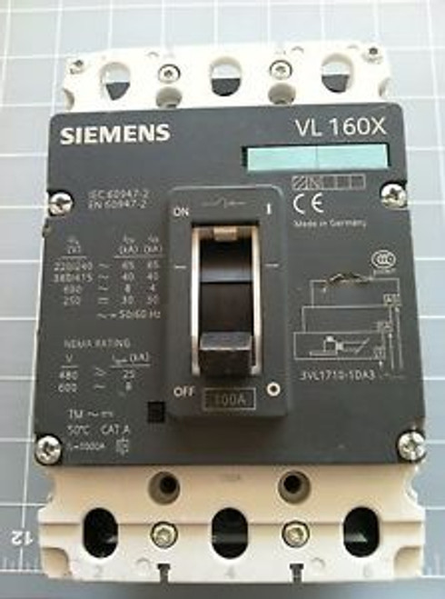 3VL1710-1DD33-0AA0 By Siemens VL160X - 100 Amp Circuit Breaker