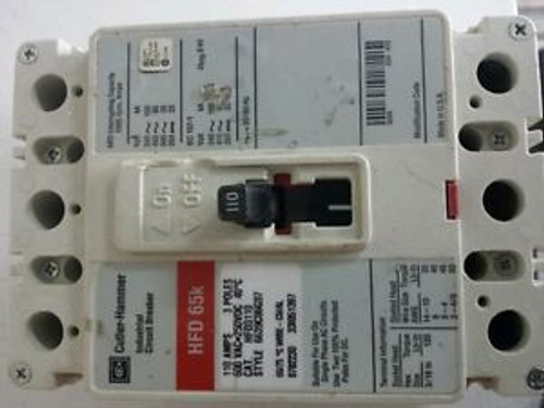 HFD3110 Cutler-Hammer Type HFD 65K Red Label Circuit Breaker 3 Pole 110 Amp 600V