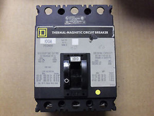 Square D FCL 3 pole 100 amp 480v FCL34100 Circuit Breaker