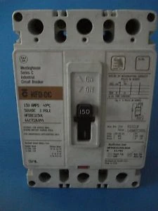 Westinghouse Series C Circuit Breaker 150 A  500 VCD  3 Pole  HFDDC3150L