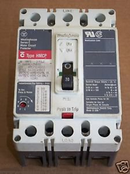 Westinghouse HMCP 3 pole 30 amp 600v HMCP030H1C Circuit Breaker