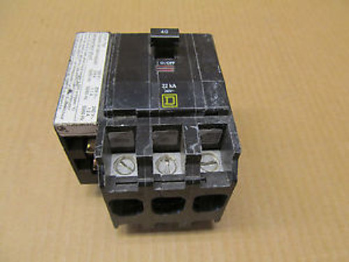 1 SQUARE D QOB QOB340VH1021 40 AMP 3 POLE 240 VAC CIRCUIT BREAKER W SHUNT TRIP