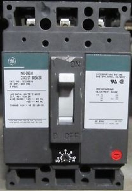 GENERAL ELECTRIC  TEC36030  600 VAC  30 Amp  3 Pole CIRCUIT BREAKER