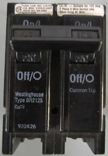 Westinghouse  BR2125  125Amp  120/240V  2 Pole CIRCUIT BREAKER