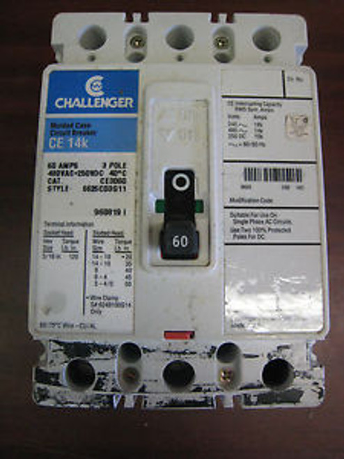 CHALLENGER WESTINGHOUSE CUT/ HAM CE3060 3 POLE 60 AMP 480 VOLT