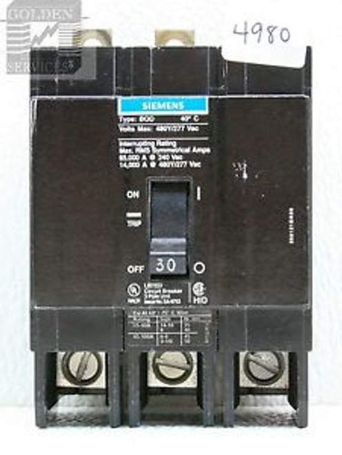 Siemens BQD330 Circuit Breaker 480VAC 30 Amps 3 Pole