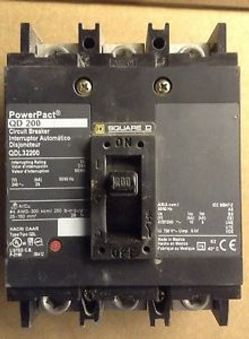 Circuit Breaker QDL32200 PowerPact QD200 3 Pole 200 Amp 240V Square D
