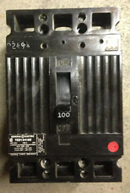 GENERAL ELECTRIC TED134100 3 POLE 100 AMP 480 VOLT BOLT IN OLD STYLE BREAKER