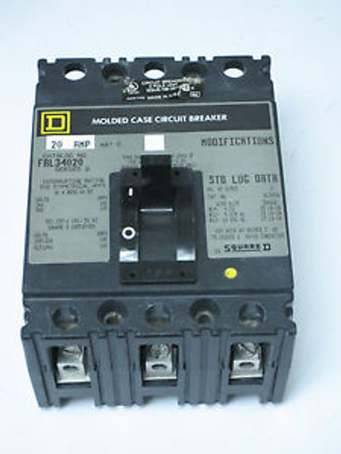 Square D FAL34020 Circuit Breaker 3 Pole 20A  480V  E388