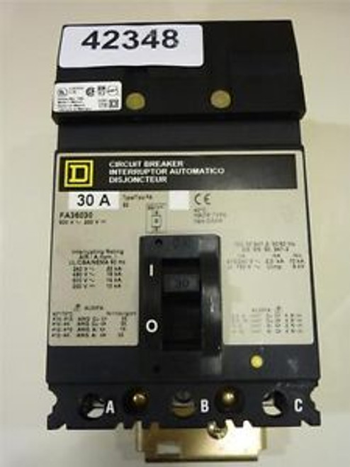 Square D Circuit Breaker FA36030, 30 Amp, 3 Pole 42342