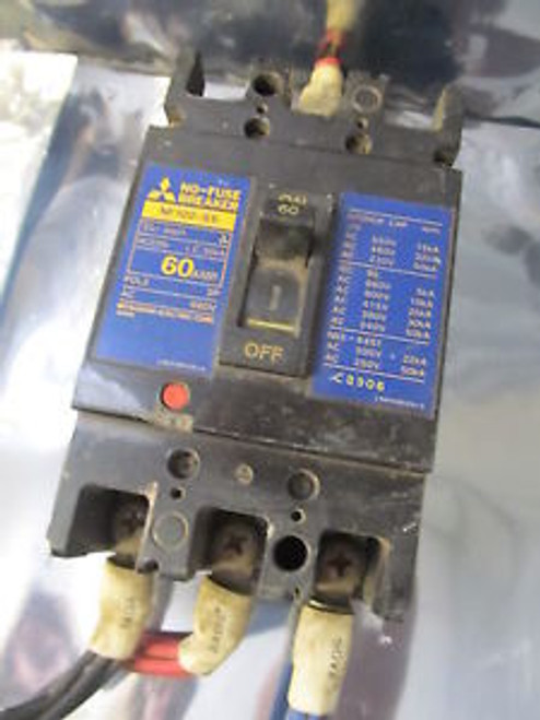 MITSUBISHI ELECTRIC NF100-SS 3 POLE 60 AMP NO FUSE CIRCUIT BREAKER