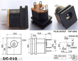 500PCS 3PIN 5.5mm X 2.1mm DC socket jack Charger Power Plug Female Soldering