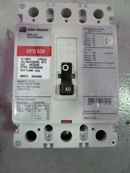 Cutler Hammer HFD3040 Circuit Breaker 40 Amp 3 Pole 600 V
