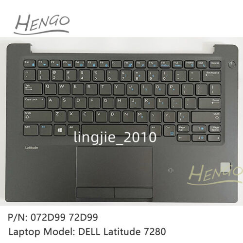 New For Dell Latitude 7280 Palmrest Upper Case Cover C Shell + Keyboard 072D99