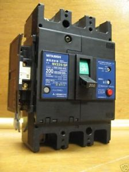 Mitsubishi NV225-SP 200 Amp Circuit Breaker w/ aux switch NV225SP NV 3P 3W 200A