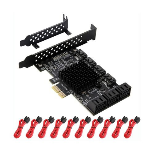 Eliater Pcie 1X To Sata Card 10 Port With 10 Sata Cables, Sata Iii 6 Gbps Sat...