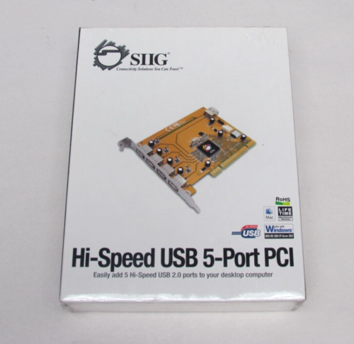 Siig Hi-Speed Usb 5-Port Pci Ju-P50212-S5 - New Sealed