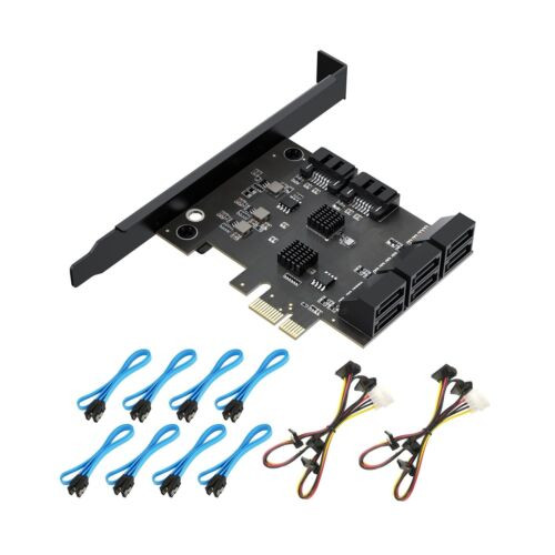 Acasis Pcie Sata Card, 8 Port With 8 Sata Cables And 2 Power Splitter Cables,...