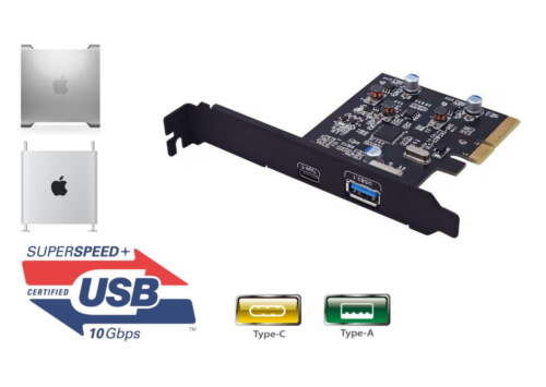 Usb 3.1 Gen 2 10Gbps Pcie Card Type-C Type-A Mac Pro 5,1 4,1 Usb-C Usb-A