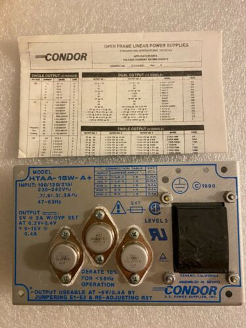 Condor Htaa-16W-A+, Linear Power Supplies 5V@2A,Axcelis 5980-0024-0001