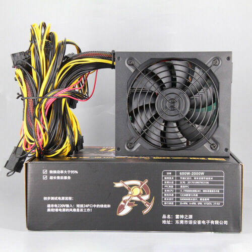 2000W Modular Mining Power Supply For 8 Gpu Graphic Card Coin Miner 110V - 220V