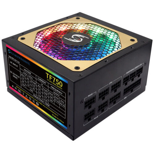 750W Power Supply Fully Modular Atx Pc Gaming Led Fan Rgb Psu Silent Sata 12V