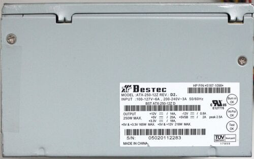 Pwr Supply 250W Atx-250-12Z Rev.D2, Hp P/N: 5187-1098