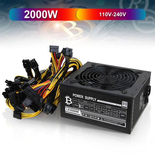 2000W Bitcoin Mining Psu Pc Power Supply Computer Mining Rig 8 Gpu Atx Ethereum