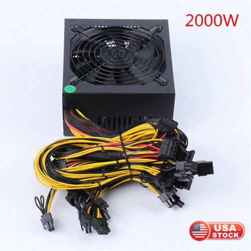 2000W Modular Power Supply For 6 / 8 Gpu Eth Computer Btc Coin Mining 110V 240V