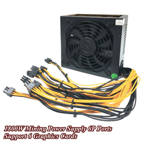 1800W Atx Mining Power Supply For Pc Mining Rig 6P Ports Gpu 4U Single Power
