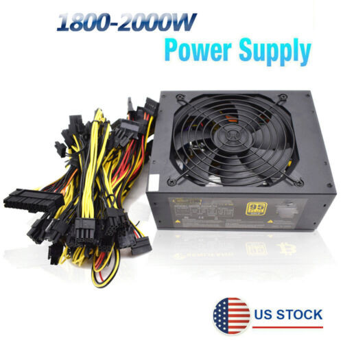 Max 2000W Modular Mining Power Supply For 8 Gpu Coin Miner 180V - 260V 95 Gold