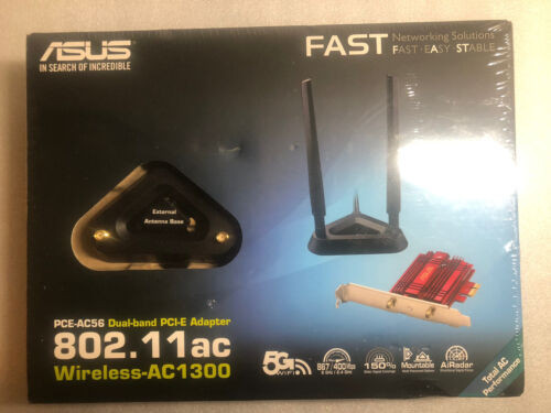 Asus Pce-Ac56 Dual-Band 2X2 Ac1300 Wifi Pcie Adapter With Heat Sink - New Sealed